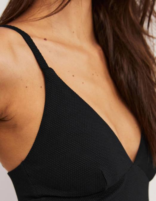 Boden vêtements texture noire femmes arezzo - maillot de bain à empiècement et encolure en V LB2X228