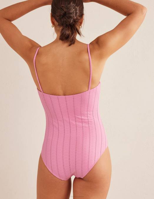 Boden vêtements texture rose barbe à papa femmes maillot de bain à fines bretelles LB2X2081
