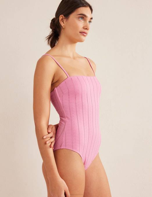 Boden vêtements texture rose barbe à papa femmes maillot de bain à fines bretelles LB2X2081