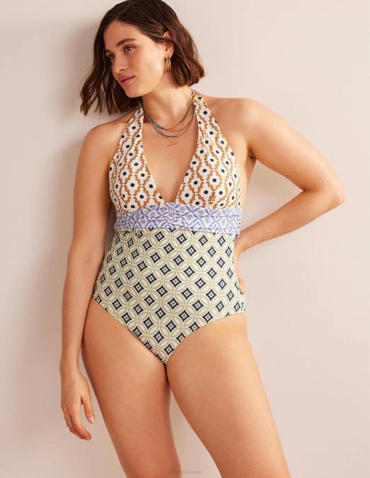 Boden vêtements transe multi et géo femmes maillot de bain dos nu avec nœud LB2X1150