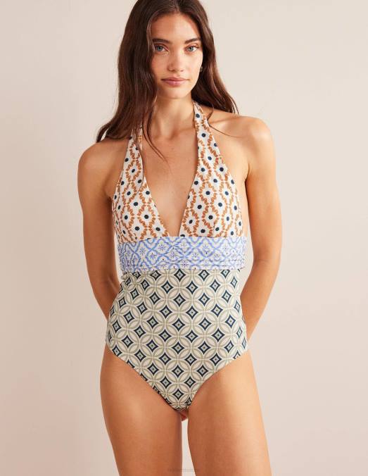 Boden vêtements transe multi et géo femmes maillot de bain dos nu avec nœud LB2X1150