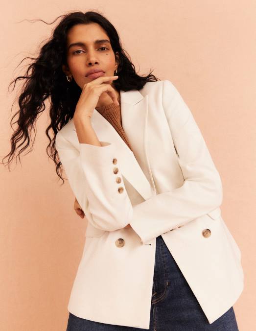 Boden vêtements Ivoire femmes blazer à double boutonnage LB2X1465