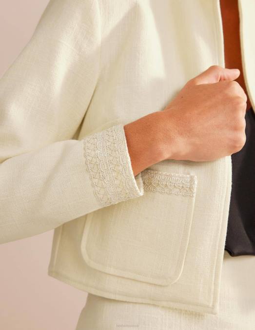Boden vêtements Ivoire femmes veste courte en coton LB2X677
