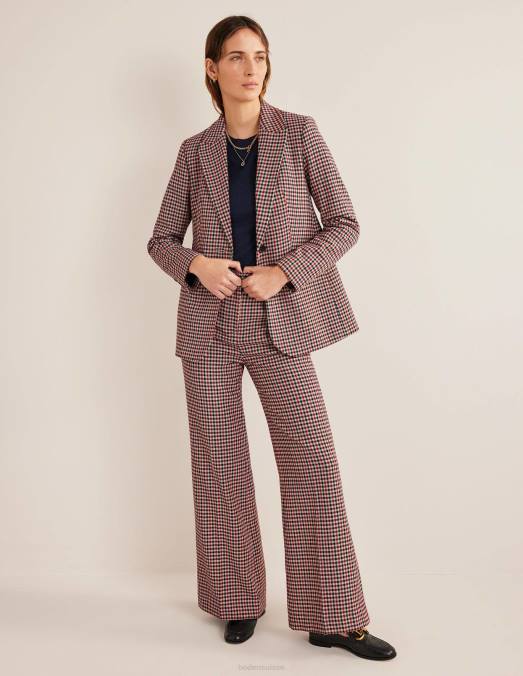 Boden vêtements carreaux rouge & bleu marine & camel femmes le blazer à carreaux Brighton LB2X1091