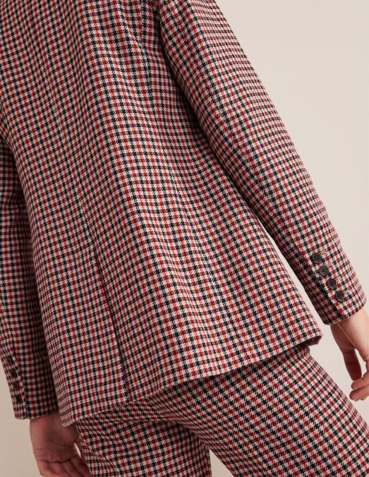 Boden vêtements carreaux rouge & bleu marine & camel femmes le blazer à carreaux Brighton LB2X1091