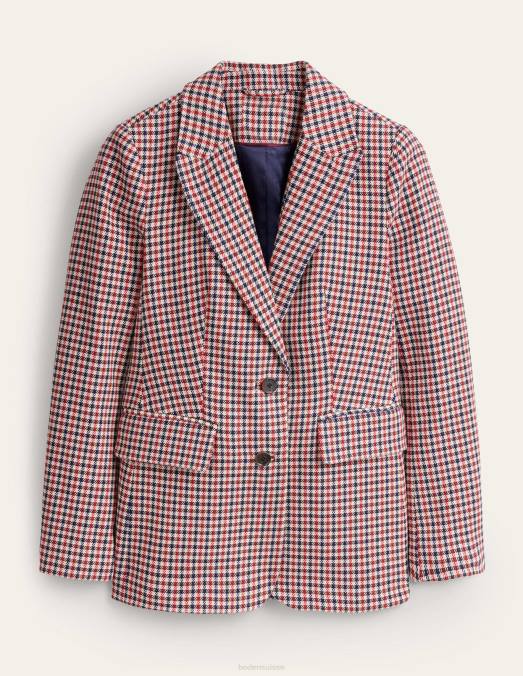 Boden vêtements carreaux rouge & bleu marine & camel femmes le blazer à carreaux Brighton LB2X1091