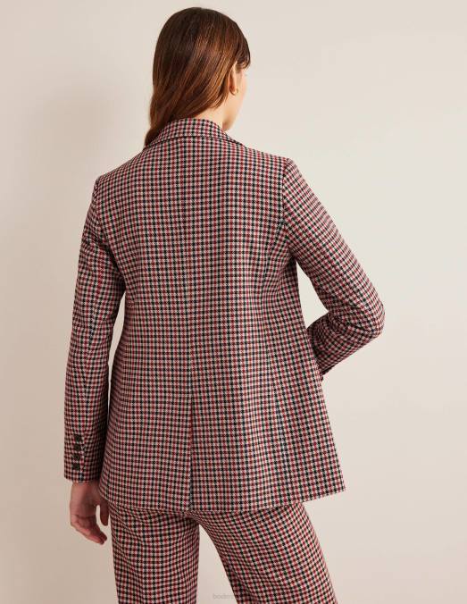 Boden vêtements carreaux rouge & bleu marine & camel femmes le blazer à carreaux Brighton LB2X1091
