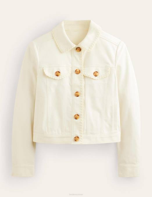 Boden vêtements écru femmes veste en jean à bordure en crochet LB2X1765