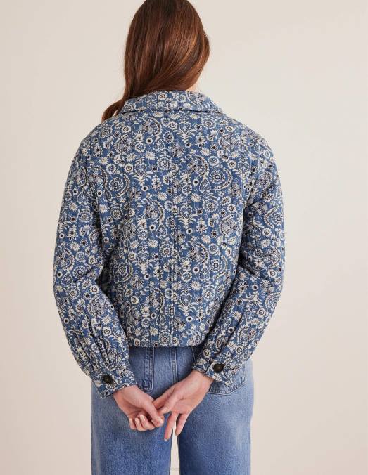 Boden vêtements imprimé cachemire bleu femmes veste matelassée imprimée LB2X2589