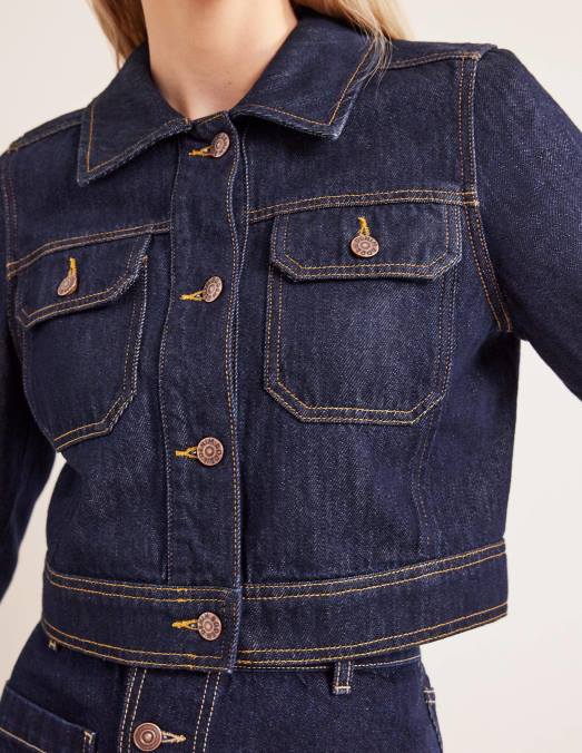 Boden vêtements indigo femmes veste courte décontractée en coton LB2X1379