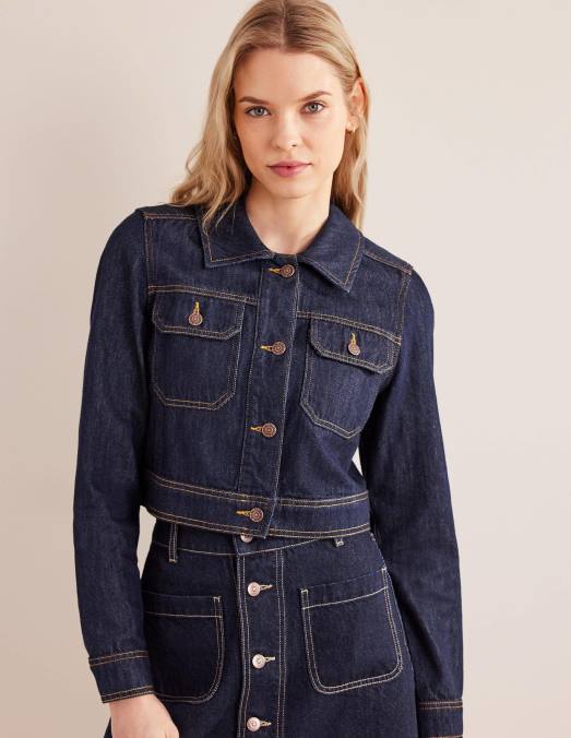 Boden vêtements indigo femmes veste courte décontractée en coton LB2X1379