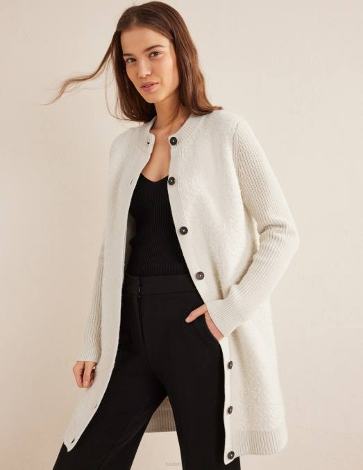 Boden vêtements ivoire chaud femmes coatigan bouclé douillet LB2X2101