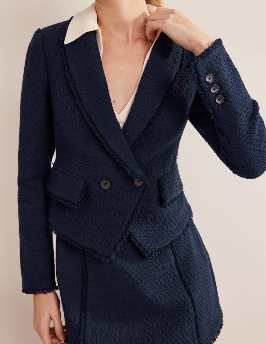 Boden vêtements marine femmes le blazer court en coton york LB2X1302