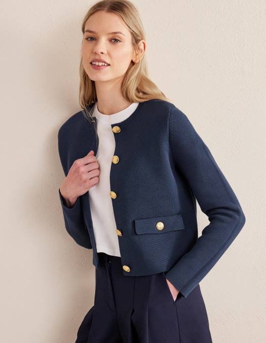 Boden vêtements marine femmes veste courte en maille Holly LB2X2479