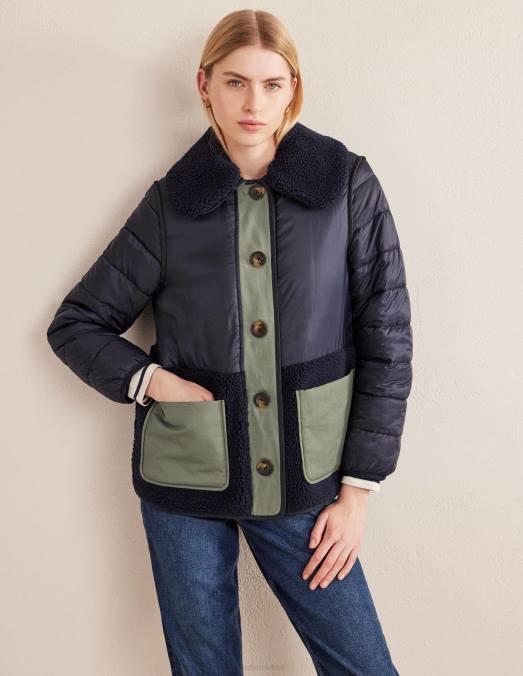 Boden vêtements marine femmes veste matelassée en peau de mouton LB2X1601