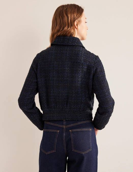 Boden vêtements marine femmes veste texturée zippée LB2X1584