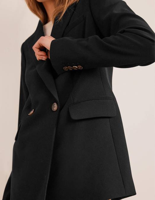 Boden vêtements noir femmes blazer à double boutonnage en crêpe LB2X936