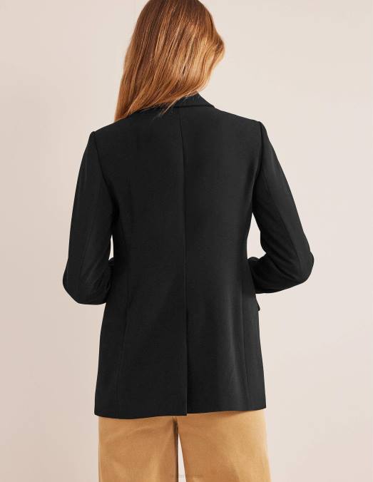 Boden vêtements noir femmes blazer à double boutonnage en crêpe LB2X936