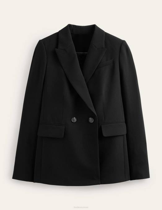 Boden vêtements noir femmes blazer à double boutonnage en crêpe LB2X936