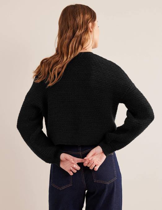 Boden vêtements noir femmes blouson aviateur en maille texturée LB2X1504