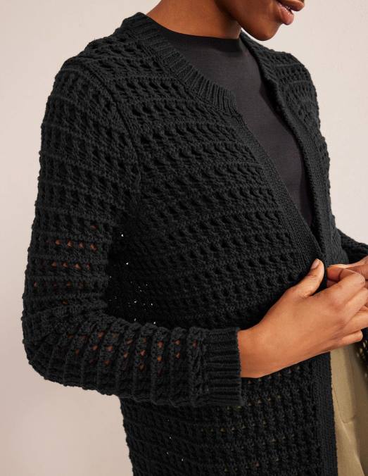 Boden vêtements noir femmes manteau au crochet LB2X1592