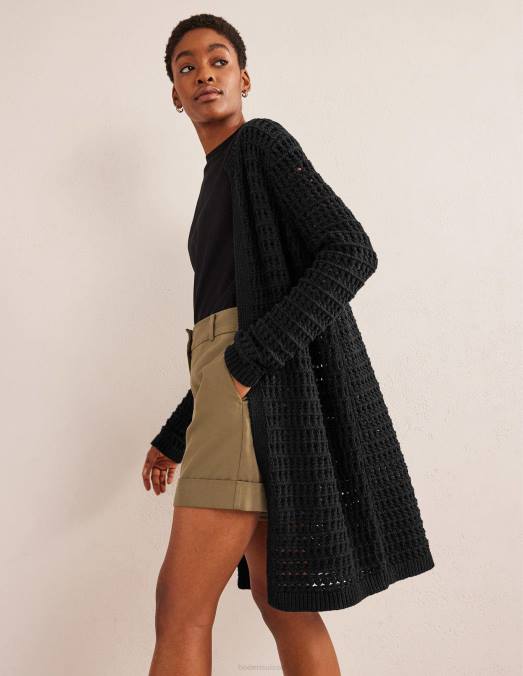 Boden vêtements noir femmes manteau au crochet LB2X1592