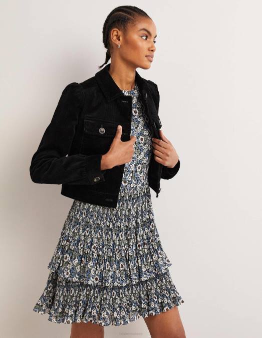 Boden vêtements noir femmes veste raccourcie en velours côtelé LB2X1918