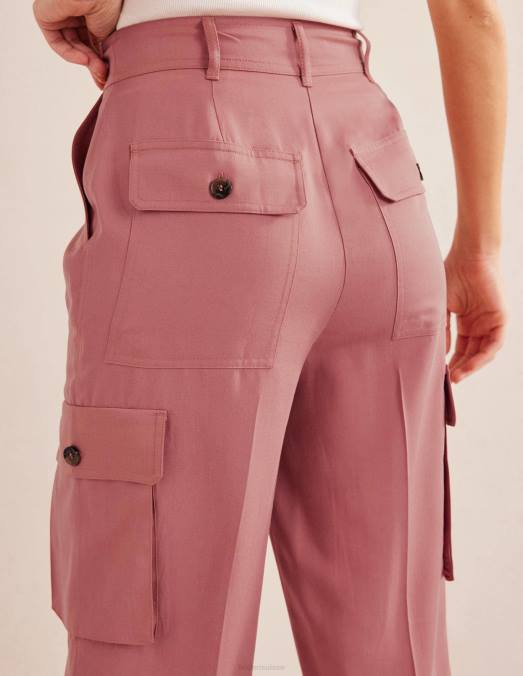 Boden vêtements Rose poussiéreuse femmes pantalon cargo en tencel LB2X1557