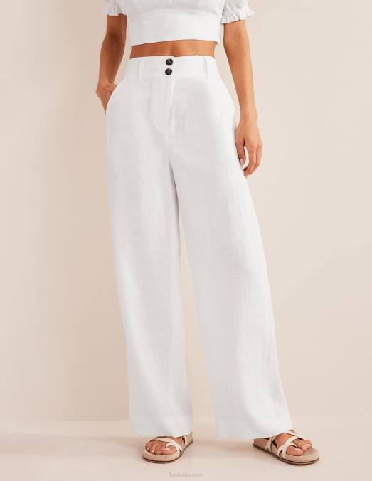 Boden vêtements blanc femmes pantalon en lin highbury LB2X994
