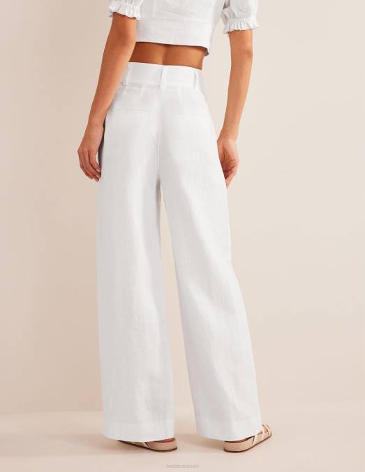 Boden vêtements blanc femmes pantalon en lin highbury LB2X994