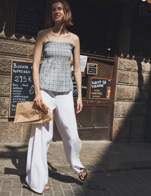 Boden vêtements blanc femmes pantalon en lin highbury LB2X994