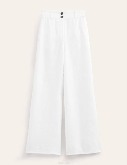 Boden vêtements blanc femmes pantalon en lin highbury LB2X994