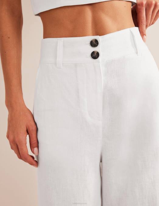 Boden vêtements blanc femmes pantalon en lin highbury LB2X994