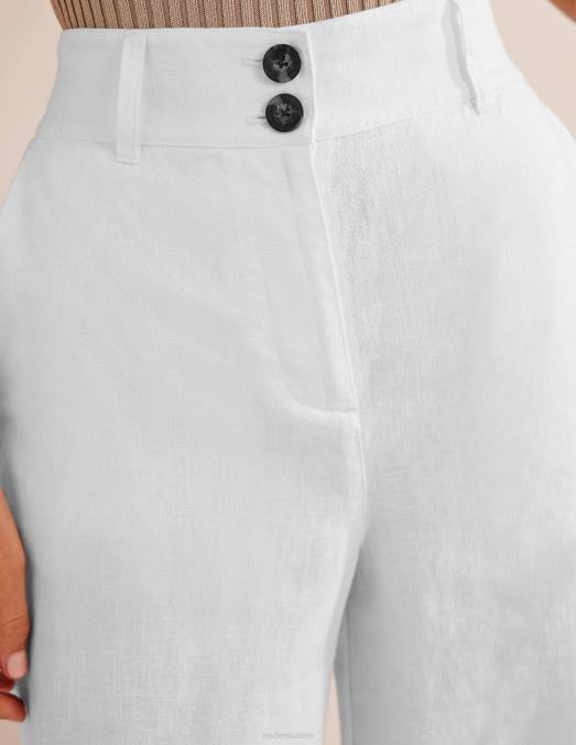 Boden vêtements blanc femmes pantalon en lin highbury LB2X994