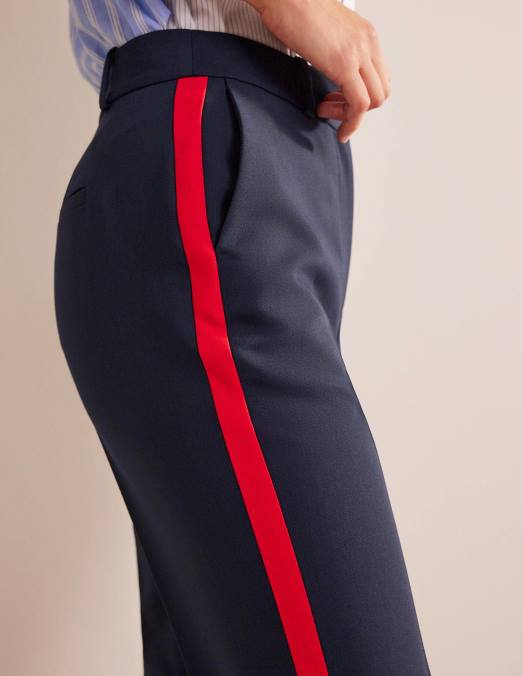 Boden vêtements bleu marine avec bande latérale femmes kew - pantalon à rayures latérales LB2X329