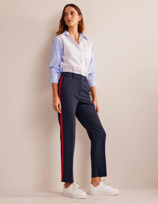 Boden vêtements bleu marine avec bande latérale femmes kew - pantalon à rayures latérales LB2X329
