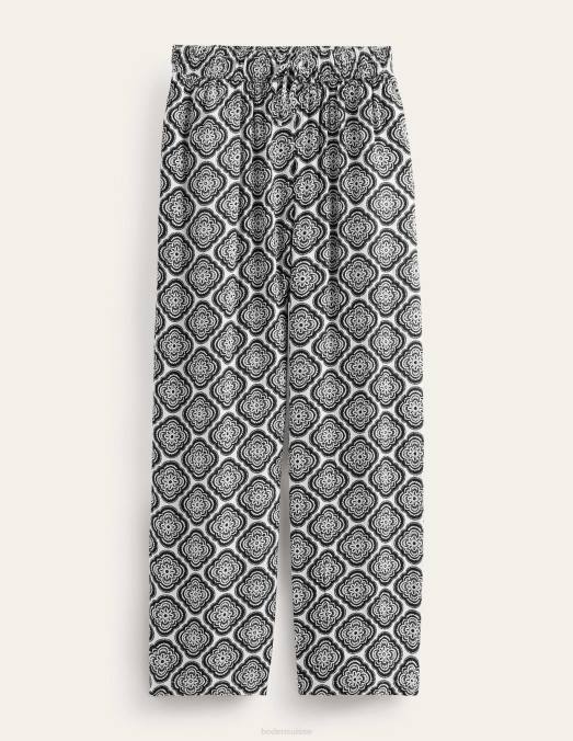 Boden vêtements blush noir et botanique femmes pantalon froissé à enfiler LB2X1494