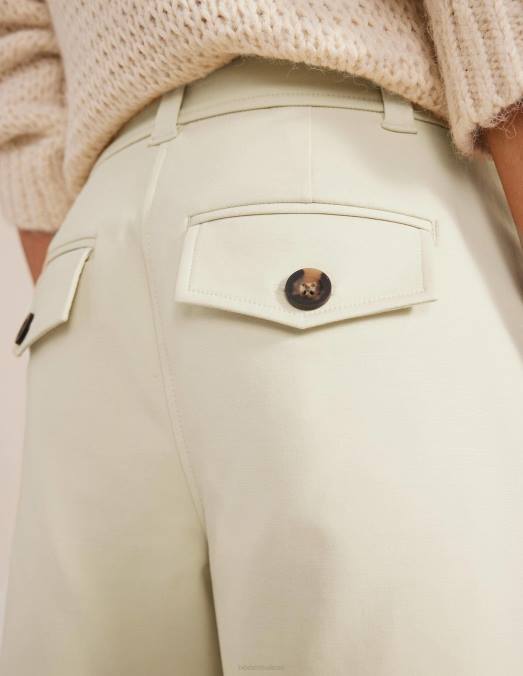 Boden vêtements coquille de pistache femmes pantalon ajusté à revers LB2X2079