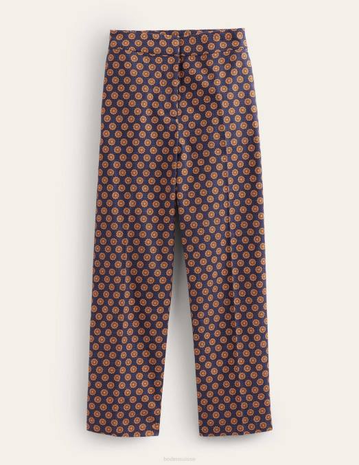Boden vêtements géo bleu marine et tournesol femmes pantalon droit imprimé LB2X2166