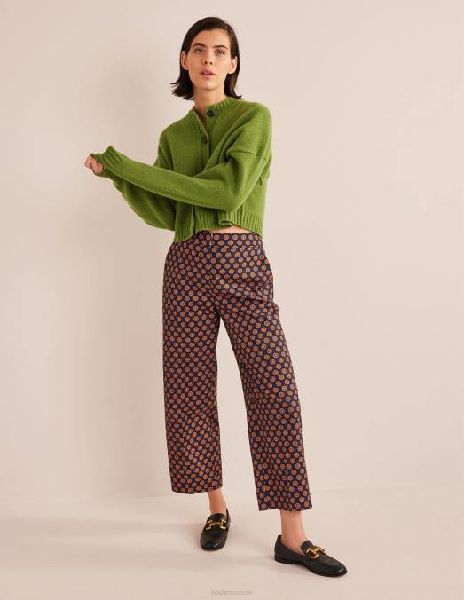 Boden vêtements géo bleu marine et tournesol femmes pantalon droit imprimé LB2X2166