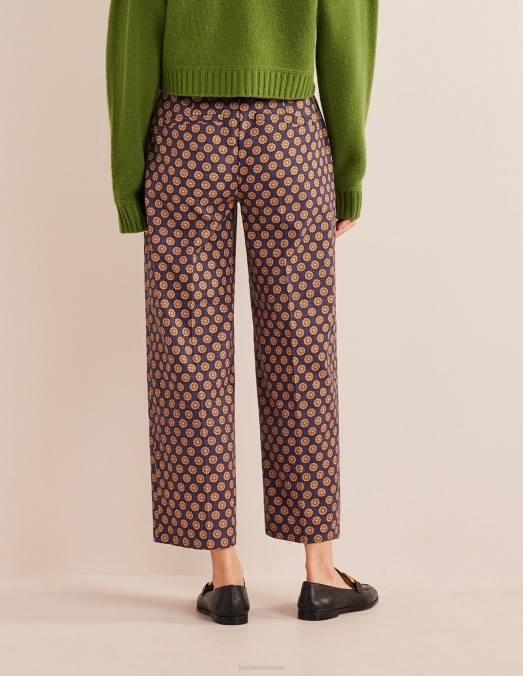 Boden vêtements géo bleu marine et tournesol femmes pantalon droit imprimé LB2X2166