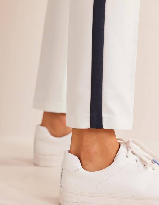 Boden vêtements ivoire avec bande latérale femmes kew - pantalon à rayures latérales LB2X325