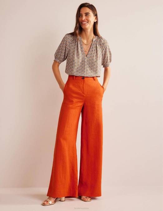 Boden vêtements kumquat femmes pantalon en lin highbury LB2X333