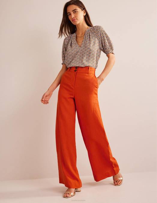 Boden vêtements kumquat femmes pantalon en lin highbury LB2X333