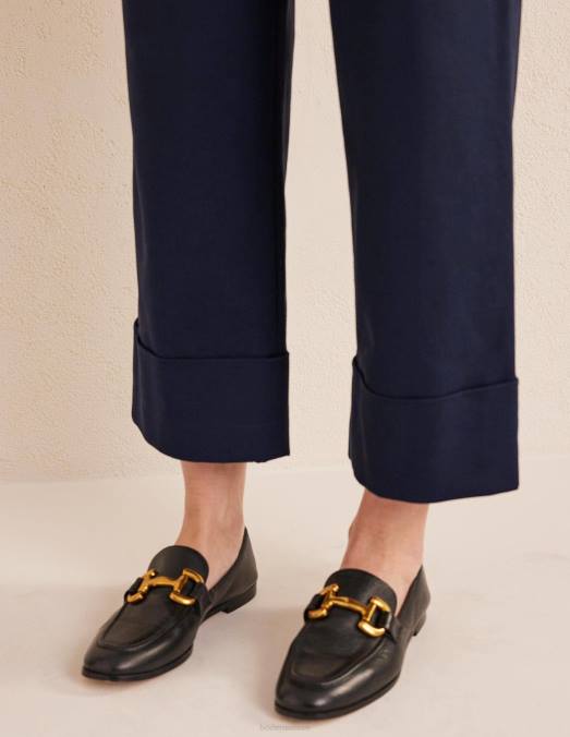 Boden vêtements marine femmes pantalon ajusté à revers LB2X1045