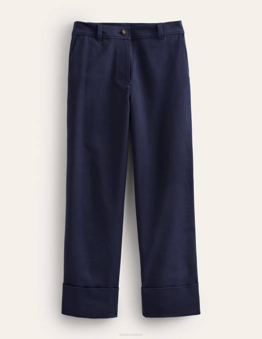 Boden vêtements marine femmes pantalon ajusté à revers LB2X1045