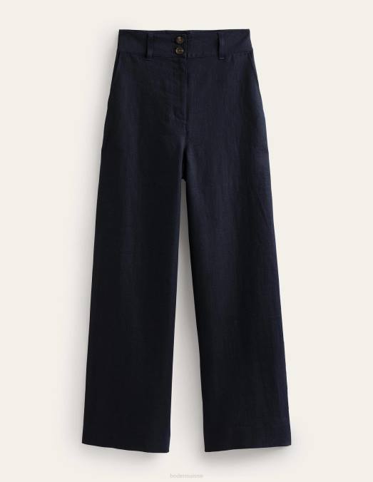 Boden vêtements marine femmes pantalon en lin highbury LB2X965