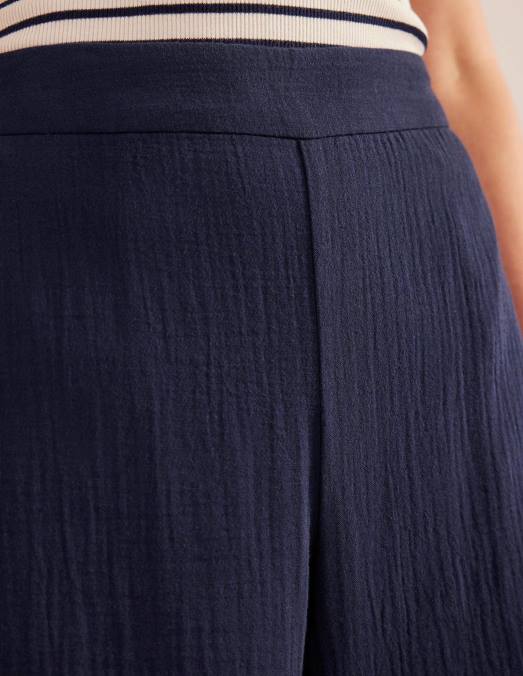 Boden vêtements marine femmes pantalon en étamine à enfiler LB2X2267