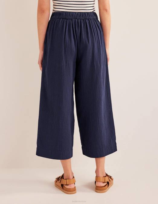 Boden vêtements marine femmes pantalon en étamine à enfiler LB2X2267