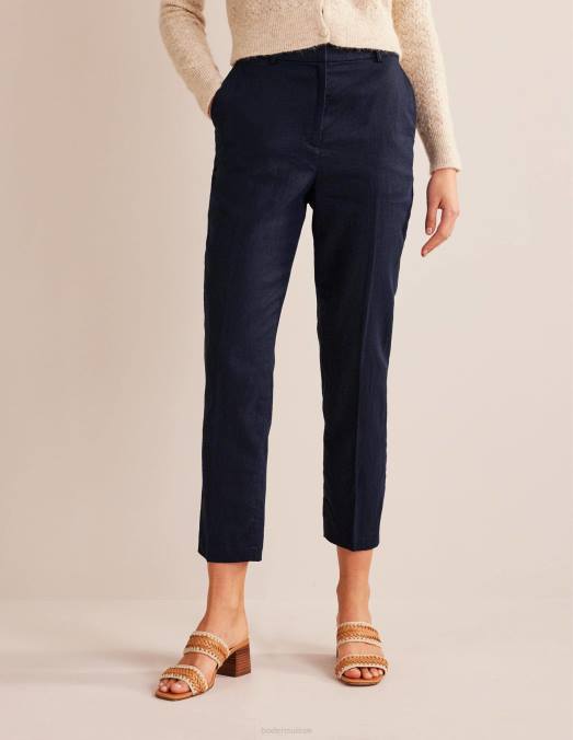 Boden vêtements marine femmes pantalon fuselé en lin LB2X1281